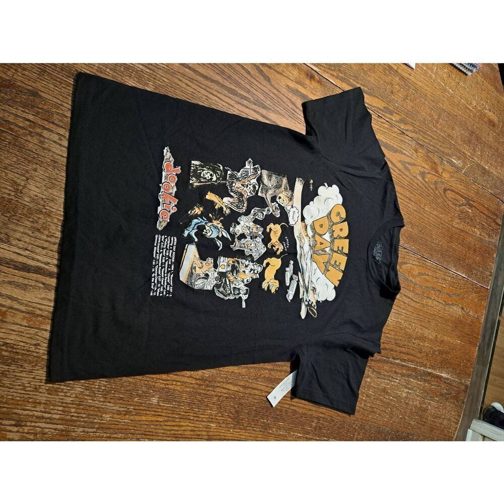 New Green Day Dookie T-Shirt Small NWT Retro Album Art Band Tee Black Cotton